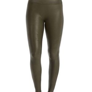 Spanx faux leather leggings- olive green